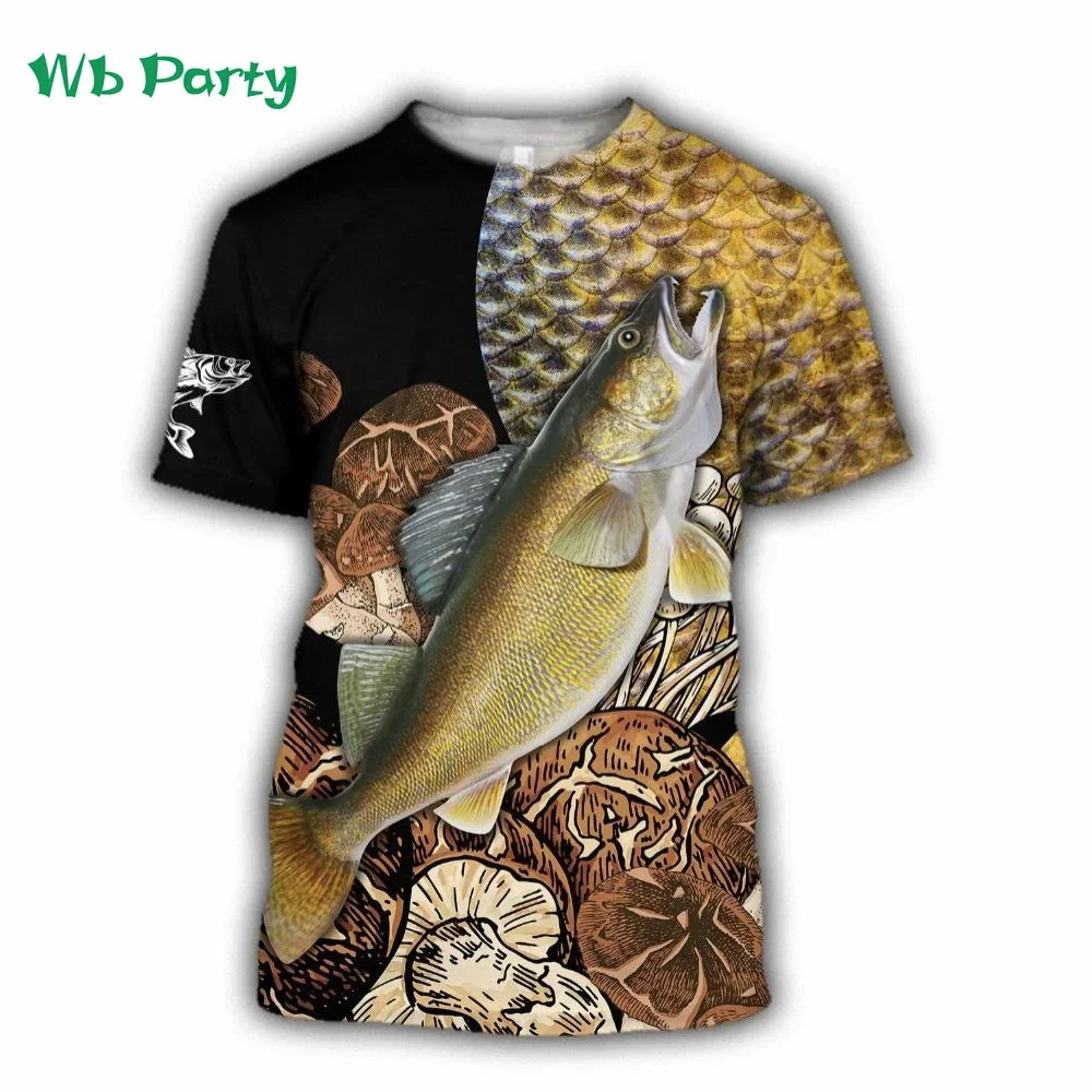 Men Shirts Graphic Tee Fish Print Short Sleeved - Empire P.E