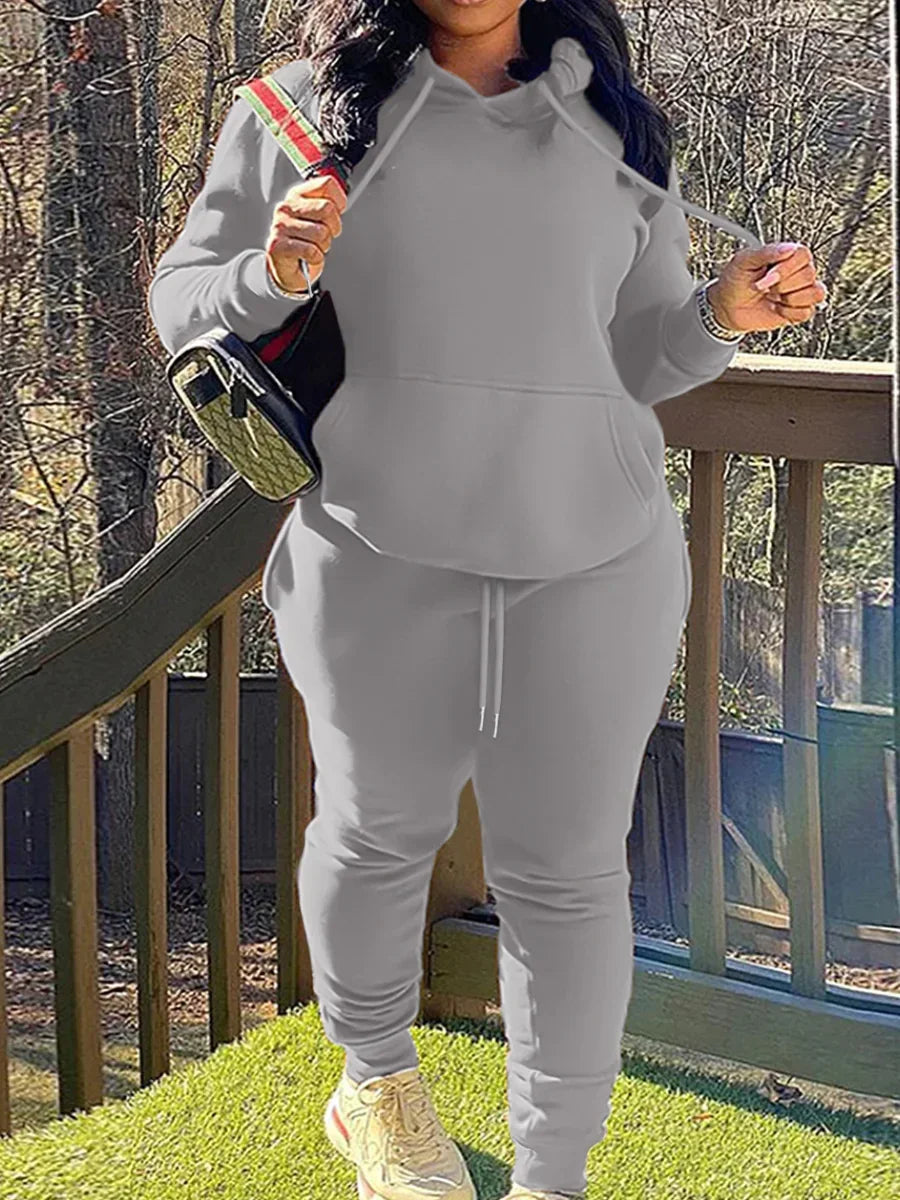 LW Plus Size women's matching tracksuit set Drawstring Tracksuit Set - Empire P.E