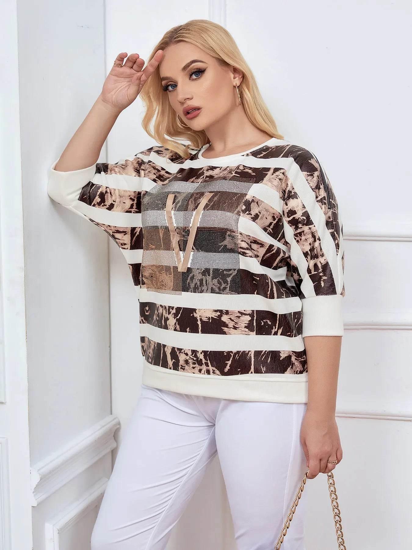 Women's Plus Size Sweater Spring Fashion Elegant Sweater Suitable for Round Women's Cotton Casual Fashion Top - Empire P.E