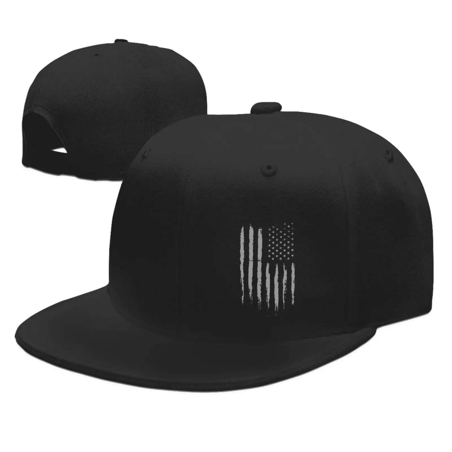 Vintage Black American Flag Snapback Hats for Men Baseball Cap Adjustable Flat Bill Trucker Dad Gift,Husband,Boy Friend - Empire P.E
