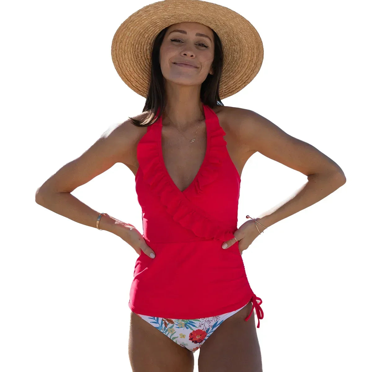 Women's Floral Ruffled Design Swimsuit - Empire P.E