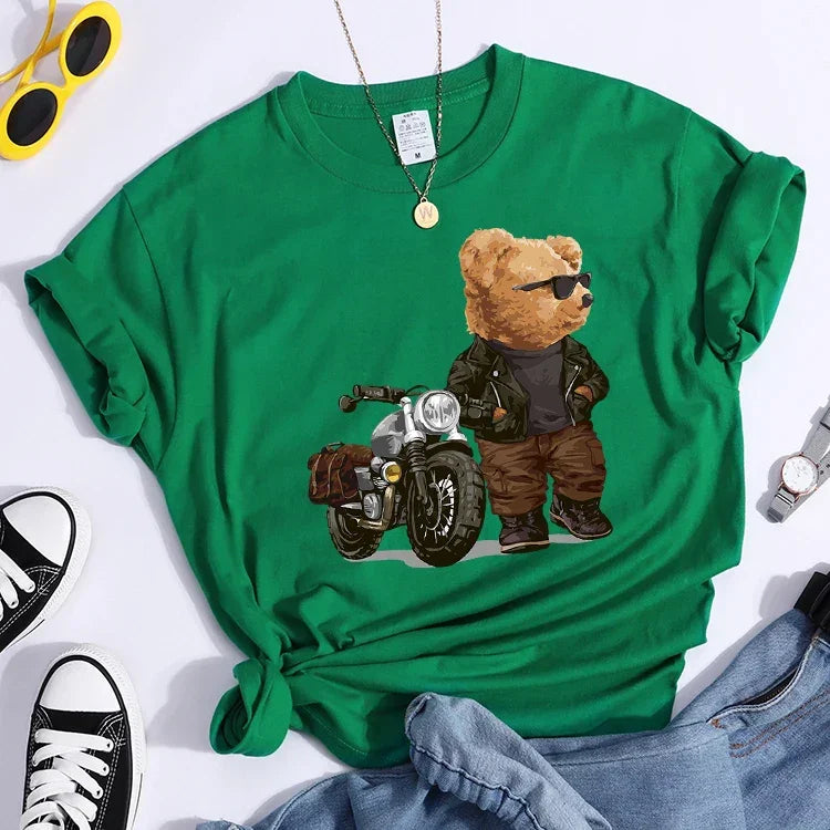 Motorcycle Teddy Bear Wearing Sunglasses Tshirt - Empire P.E