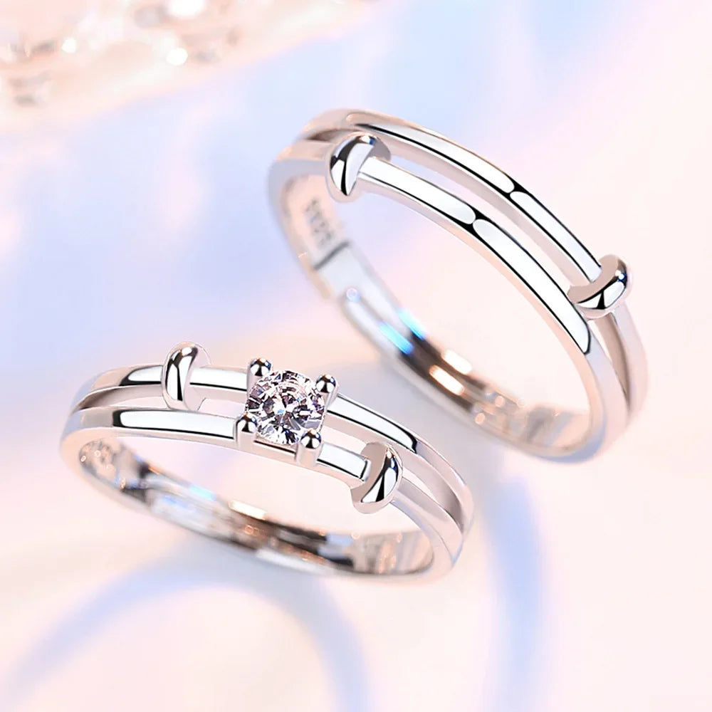 NEW 925 Sterling Silver Moissanite Diamond Couple Rings - Empire P.E