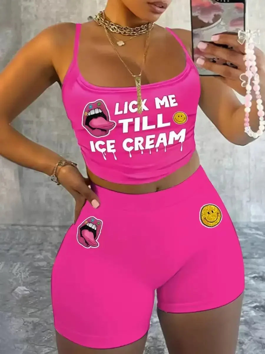 Sexy Spaghetti Strap Crop Tops And Short 2 Piece Sets - Empire P.E