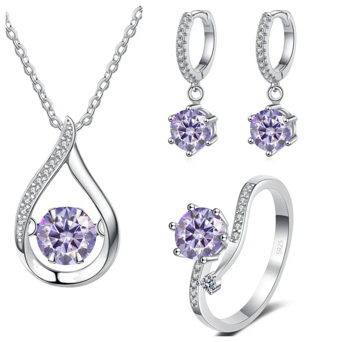 Real 925 Silver Moissanite Jewelry Set - Empire P.E