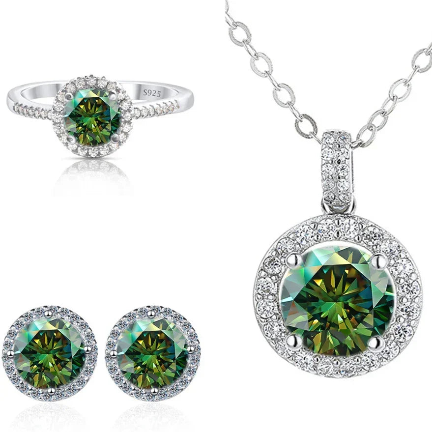 Real Round 6.5mm Moissanite Jewelry Set 925 Sterling Silver - Empire P.E