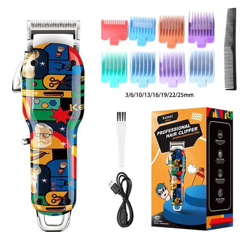 Kemei Rechargeable Graffiti Pattern Electric Hair Clipper Professional - Empire P.E