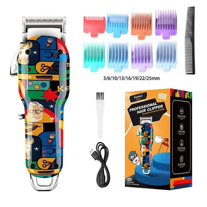 Kemei Rechargeable Graffiti Pattern Electric Hair Clipper Professional - Empire P.E