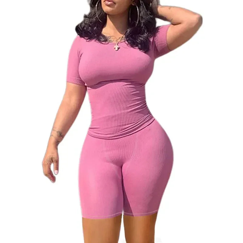Lounge Wear Ribbed Casual 2 Piece Summer Shorts Set - Empire P.E