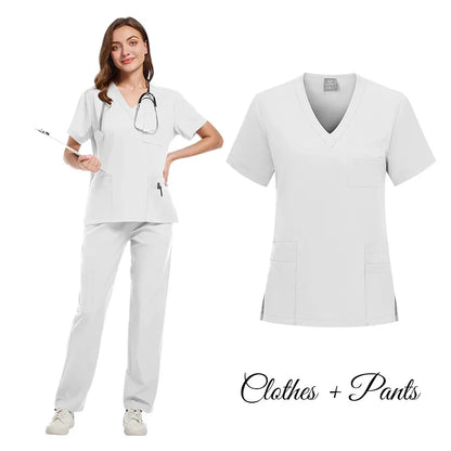 New Nurse Uniforms Elatic Solid Tops Pants Scrub - Empire P.E
