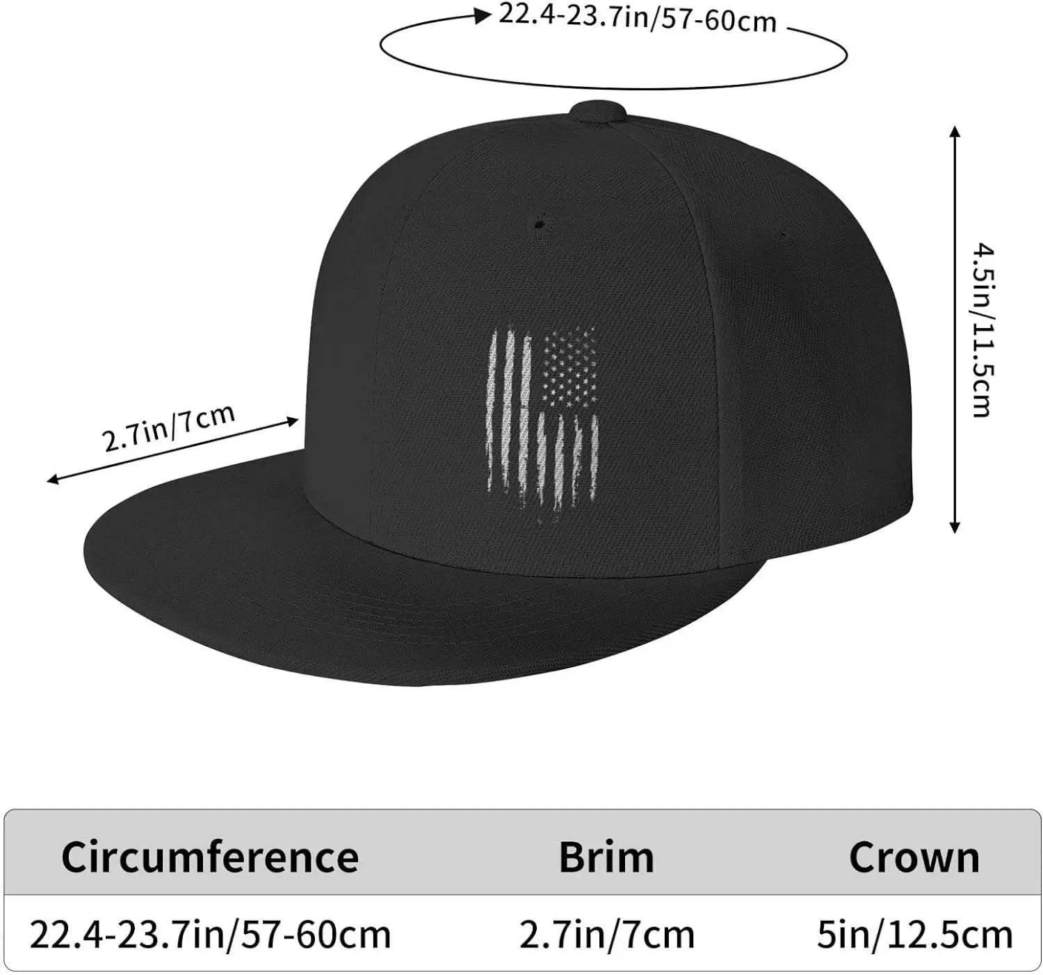 Vintage Black American Flag Snapback Hats for Men Baseball Cap Adjustable Flat Bill Trucker Dad Gift,Husband,Boy Friend - Empire P.E
