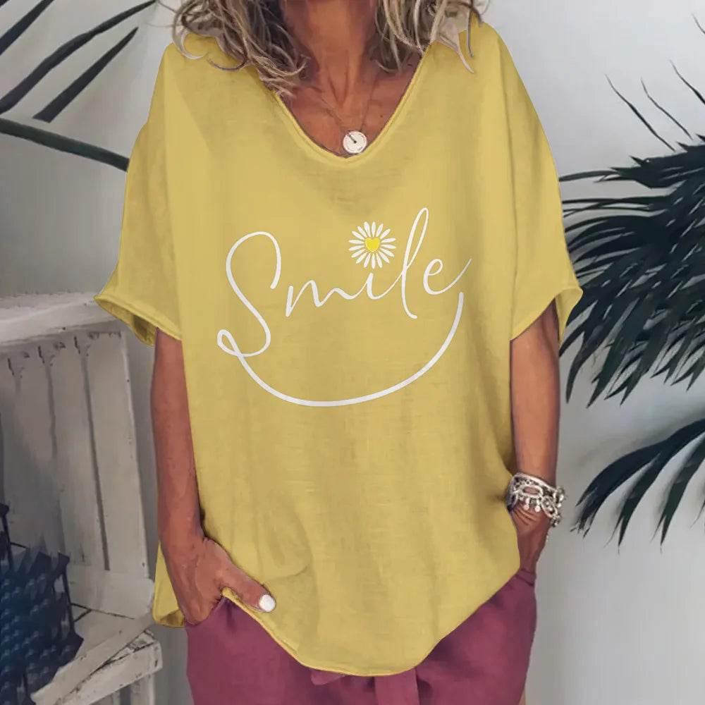 New Women'S T-Shirt Summer Short Sleeve V-Neck Top Loose Casual Female Clothing Streetwear Hip Hop Tee Harajuku T Shirt Pullover - Empire P.E