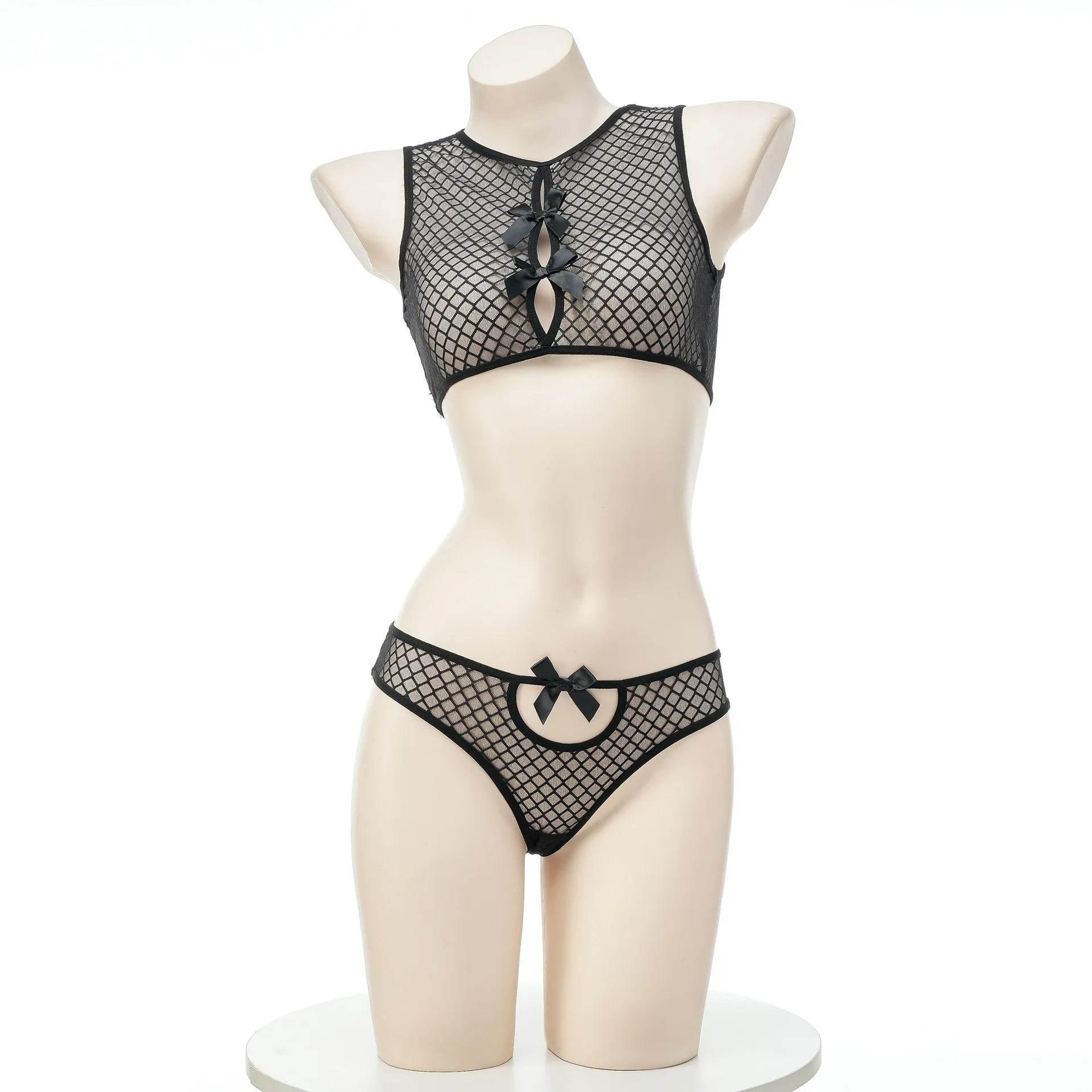 New Black Mesh Bikini Hollow Out Fishnet - Empire P.E