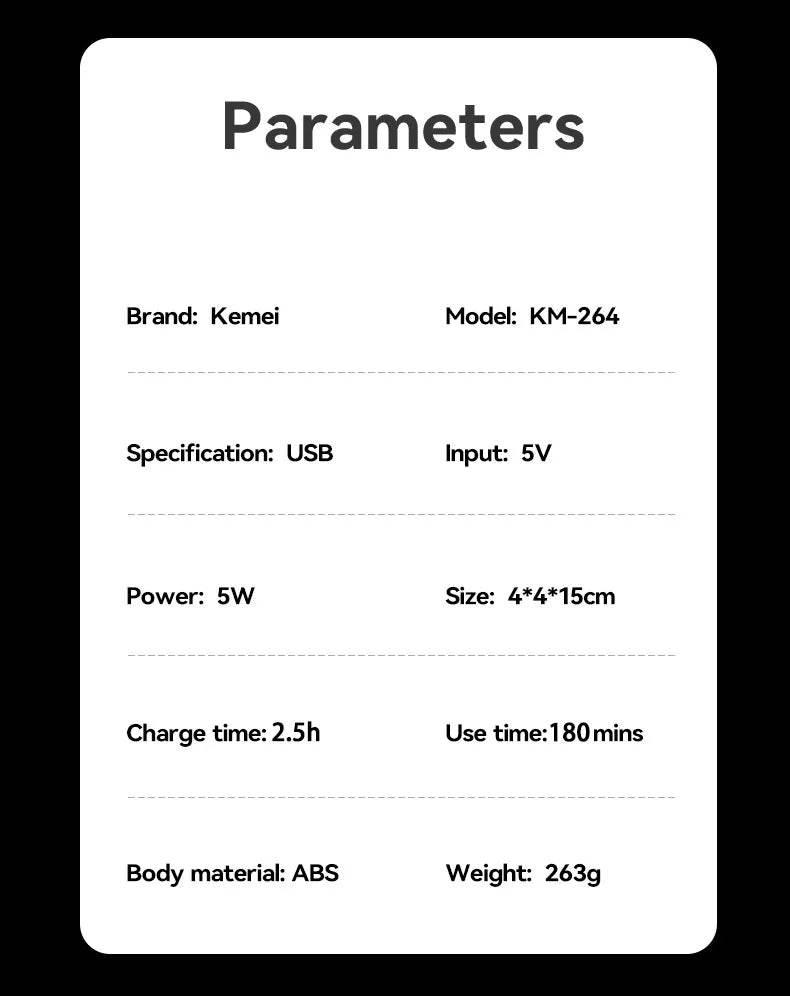 Kemei KM-1858 9000RPM 10W Hair Clipper,KM-264 Rechargeable Electric Trimmer,Original KM-T95 Shaver For Men Barber Clippers Kit - Empire P.E