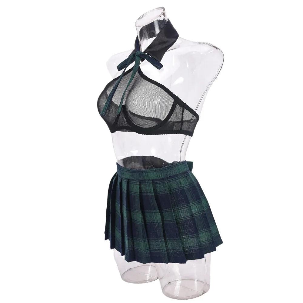 Cosplay Lingerie Green Plaid Skirt - Empire P.E