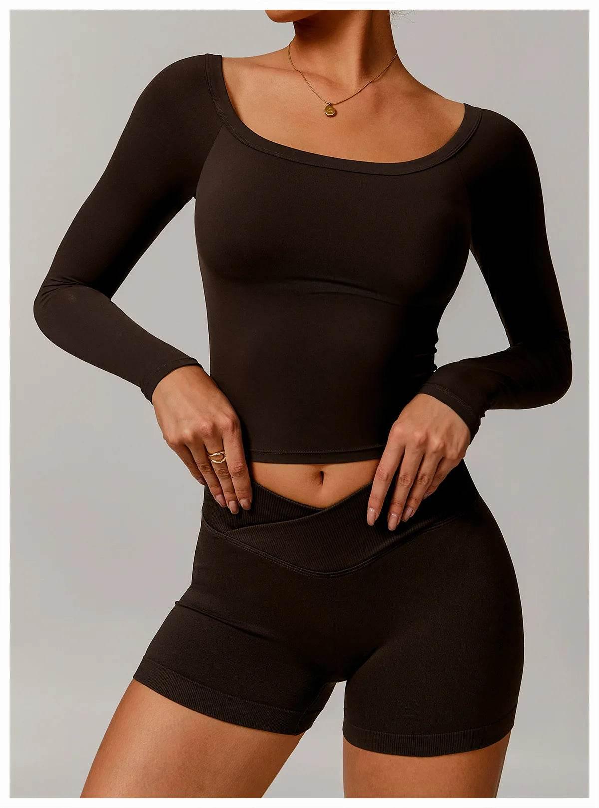 Women Yoga Shirts Crop Tops Long Sleeves Shirts for Women Yoga Sports Fitness Gym Clothing Running Workout Tops Sports Shirts - Empire P.E