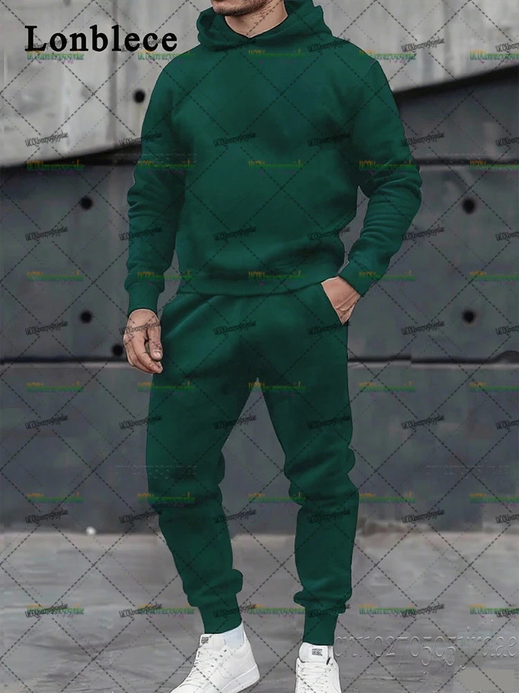 Men's Tracksuit Suit Autumn Fashion Warm Hoodie Sweatshirts Two Pieces Oversized