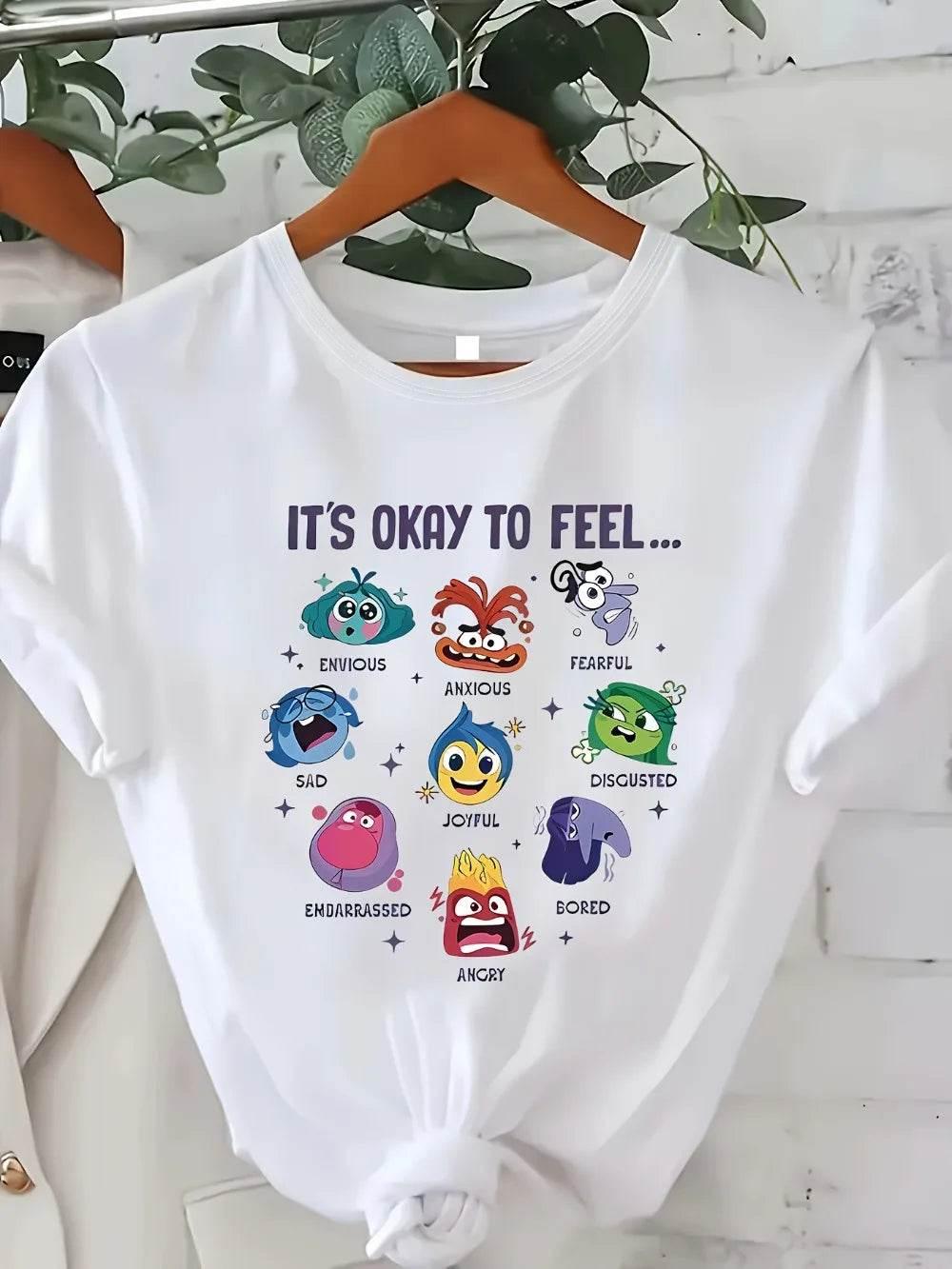 Women's Plus Size Casual Printed Short Sleeve T-Shirt with Emotions Graphic Polyester & Elastane Blend - Empire P.E