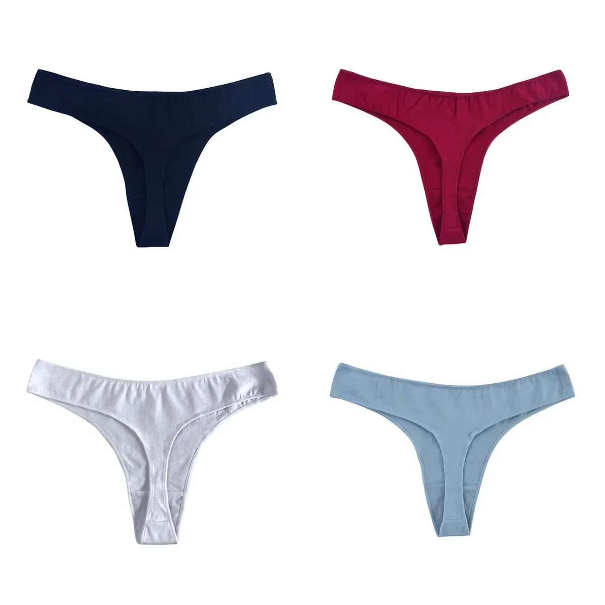 4Pcs/Set Cotton Panties Women Thongs Low Rise G-String - Empire P.E