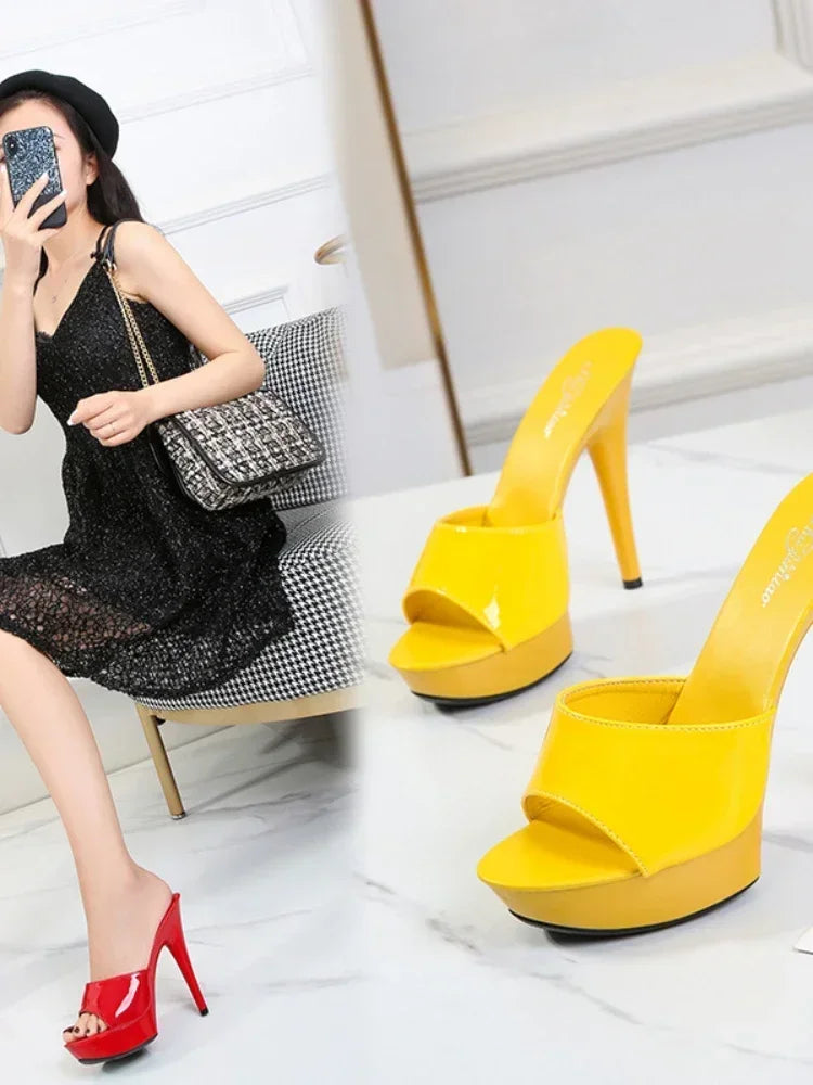Sexy Fashion 13CM Slides Party Shoes for Woman - Empire P.E