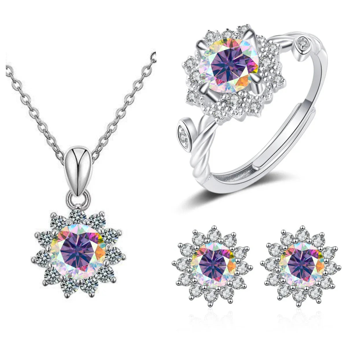 4CTW Moissanite Jewelry Set 925 Sterling Silver - Empire P.E