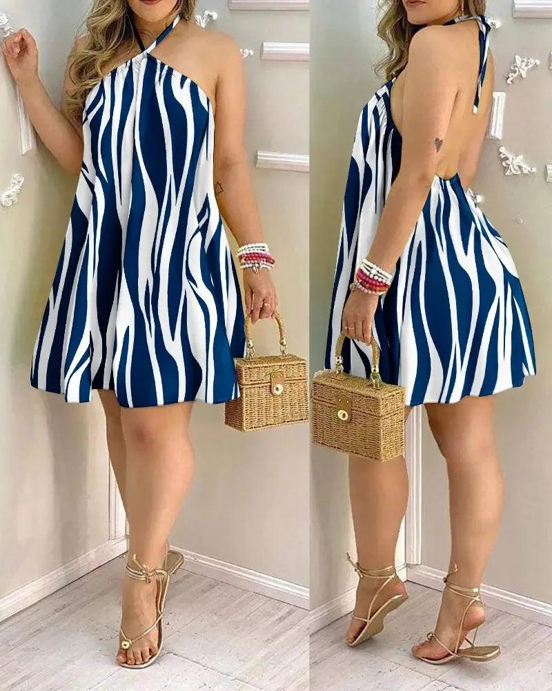 Floral Print Halter Neck Dress Boho Backless Halter Dress For Spring Summer Women's Clothing - Empire P.E