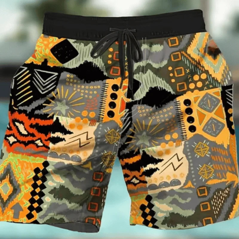 Men's 3D Print Graffiti Art Pattern Beach Shorts