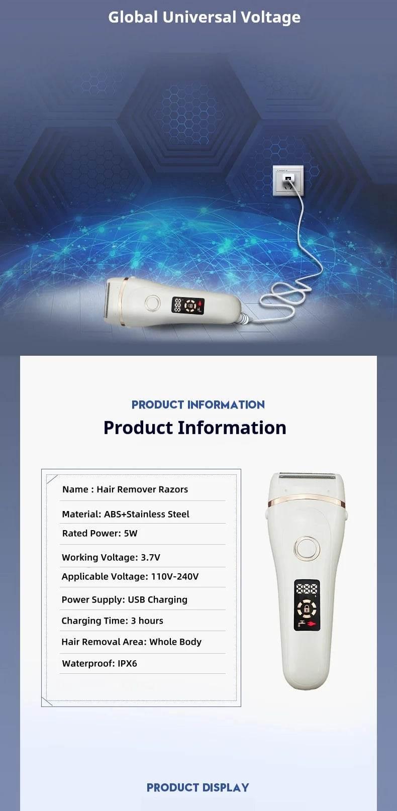 Electric Razors for Women Face Shaver Facial Hair Removal Painless Shaving Knife Body Trimmer for Arm Hands Leg Bikini Epliator - Empire P.E
