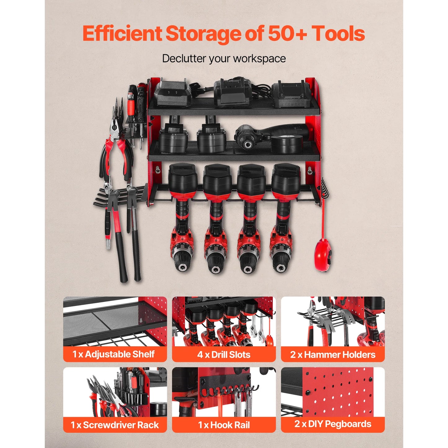 3-Layer Power Tool Wall Mount Holder