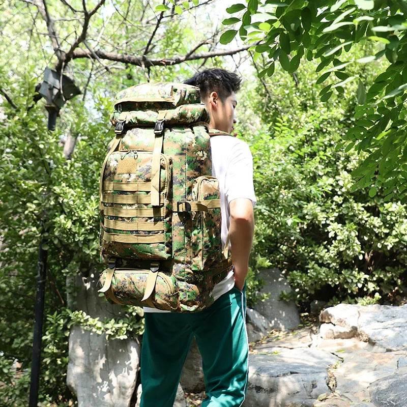 80L Waterproof Molle Camo Tactical Backpack Military Army Hiking Camping Backpack Travel Rucksack Outdoor Sports Climbing Bag - Empire P.E