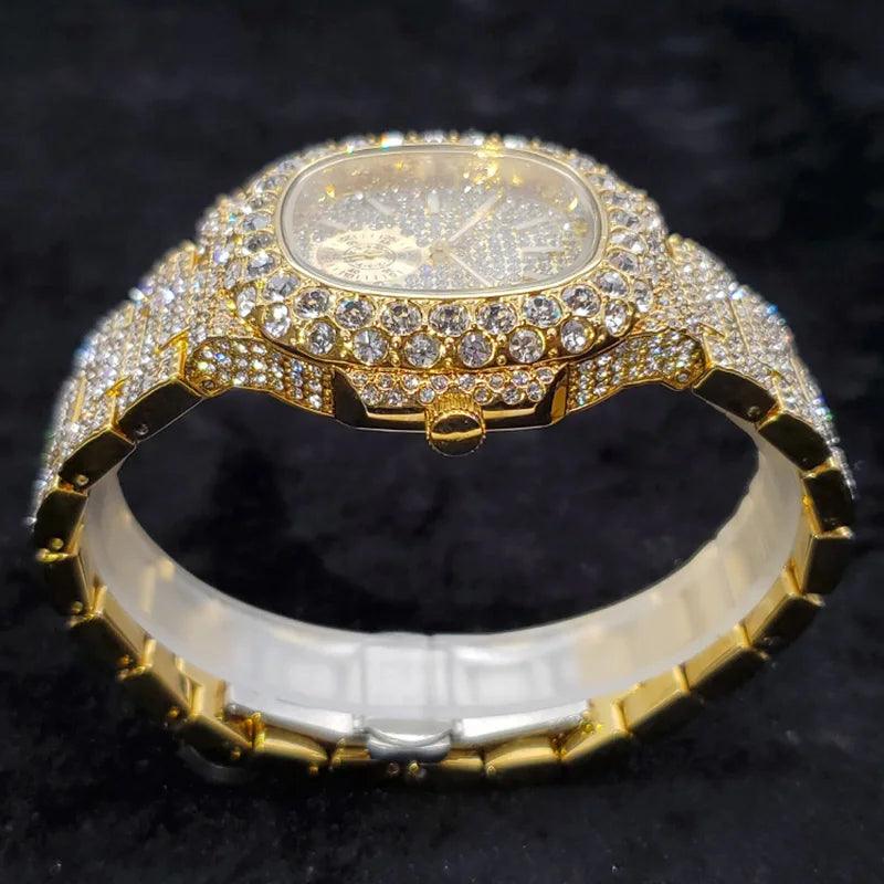 Luxury Diamond Watch Men Hip Hop Street Style Date Display Quartz Timepiece Iced Out Party Jewelry Wristwatch Hot Sale Product - Empire P.E