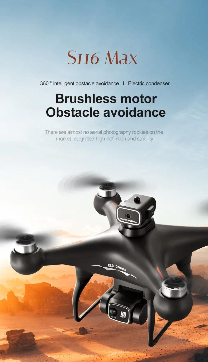 S116MAX 8K HD Drone Dual Camera 3 Batteries Optical Flow 360° Obstacle Avoidance WiFi FPV RC Quadcopter - Empire P.E