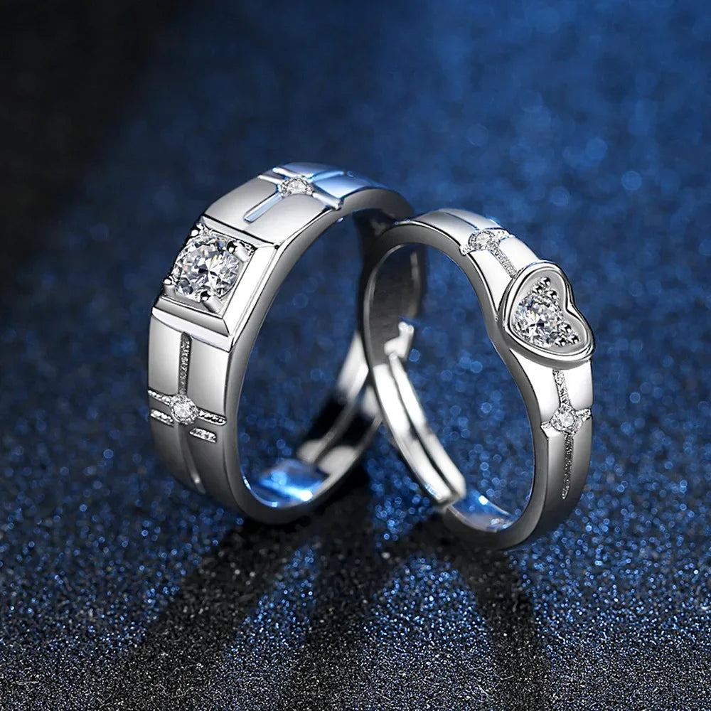 NEW 925 Sterling Silver Moissanite Diamond Couple Rings - Empire P.E