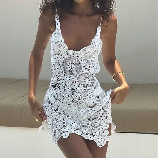 Women Summer Knitted Crochet Halter Neck Swimsuit Coverups - Empire P.E