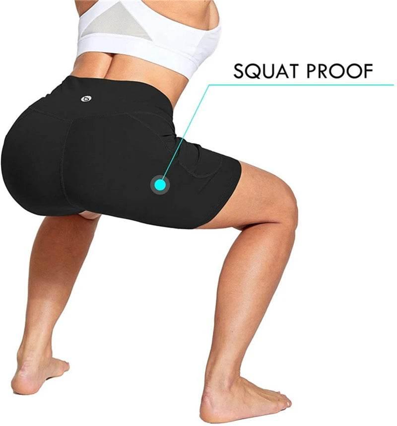 Leggings Women High Waist Yoga Sport Shorts Biker Shorts Women Sports Leggings For Fitness Cross Waist Pocket Yoga Pant - Empire P.E