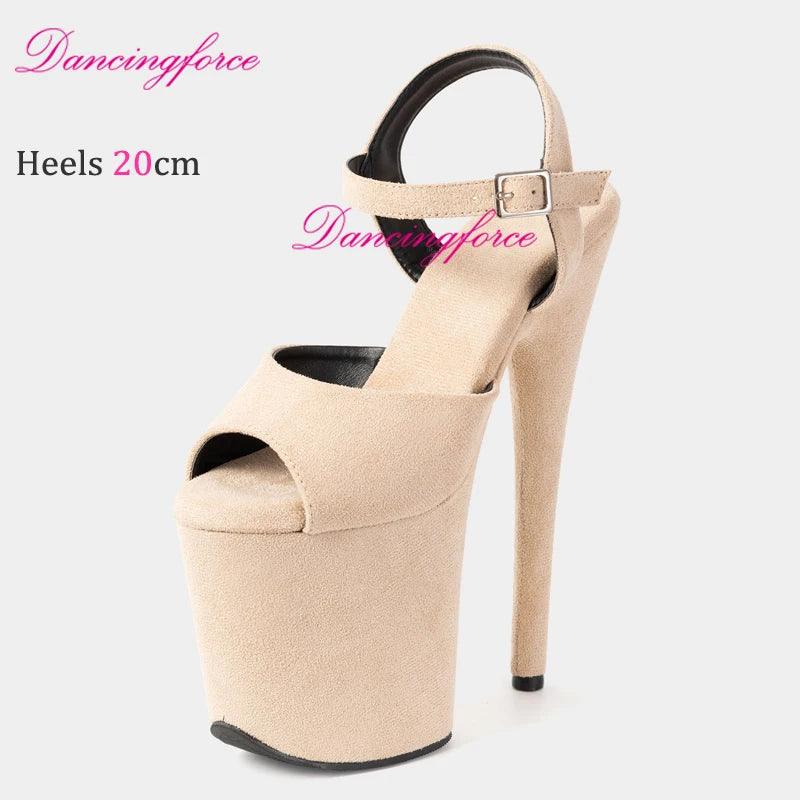 Cross Straps 20cm Sexy Peach Suede High Heels - Empire P.E