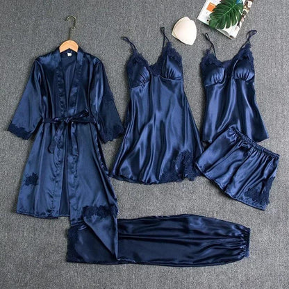 5-piece Set of Women's Sexy Silk Nightgown - Empire P.E