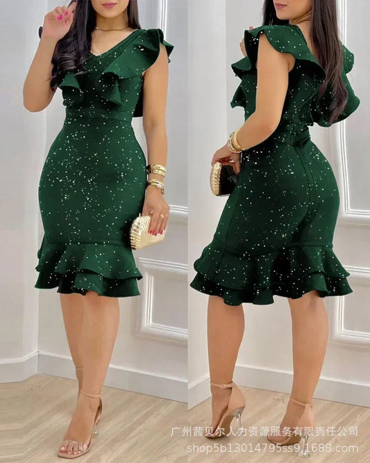 Fashion Womens Dresses New Black Ruffled Dress Women - Empire P.E