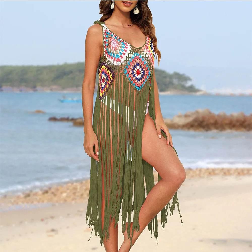 Trendy V-Neck Beach Cover-Up Dress for Women - Empire P.E