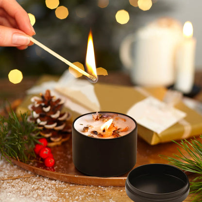 24-Pack 8oz/4oz Metal Candle Tins with Wood Grain Lids