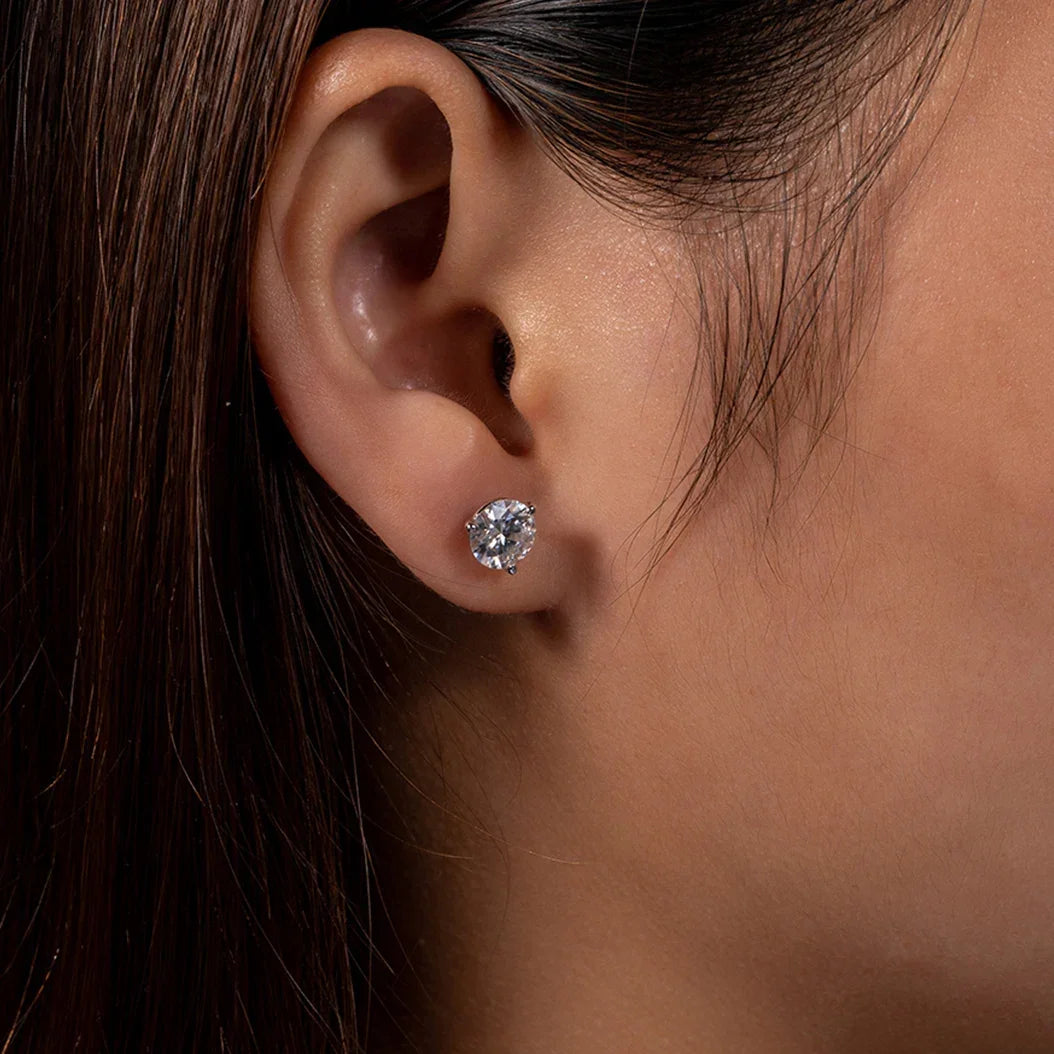 2cttw D Color Moissanite Diamond Stud Earrings 925 Sterling Silver - Empire P.E