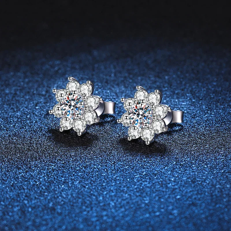 925 Sterling Silver 0.5 Carat Moissanite Diamond Sunflower Earrings - Empire P.E