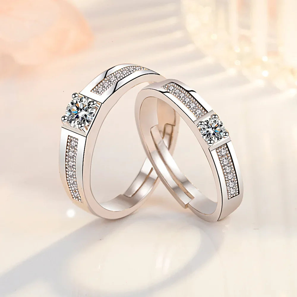 NEW 925 Sterling Silver Moissanite Diamond Couple Rings - Empire P.E
