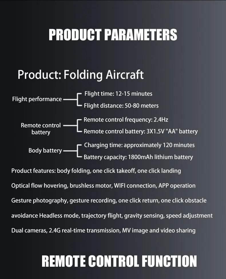 Drone aerial view brushless motor with obstacle avoidance optical flow foldable quadrotor foldable remote control airplane toy - Empire P.E