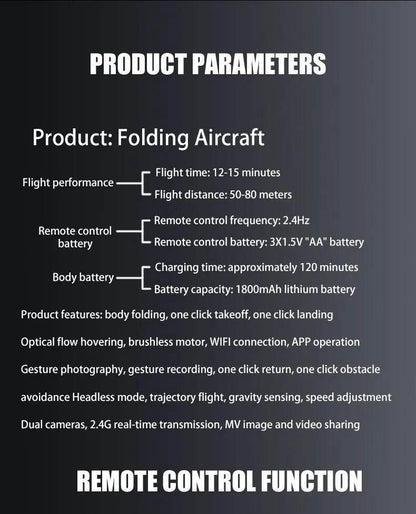 Drone aerial view brushless motor with obstacle avoidance optical flow foldable quadrotor foldable remote control airplane toy - Empire P.E