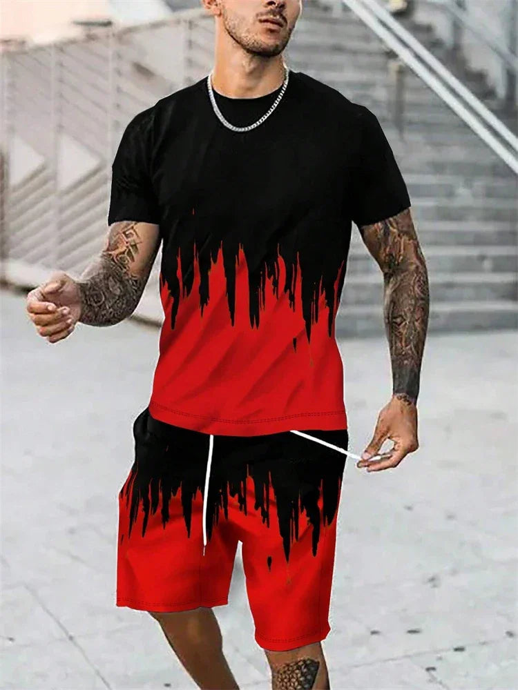 Summer Men Short Sleeved Drawstring Shorts Tracksuit - Empire P.E