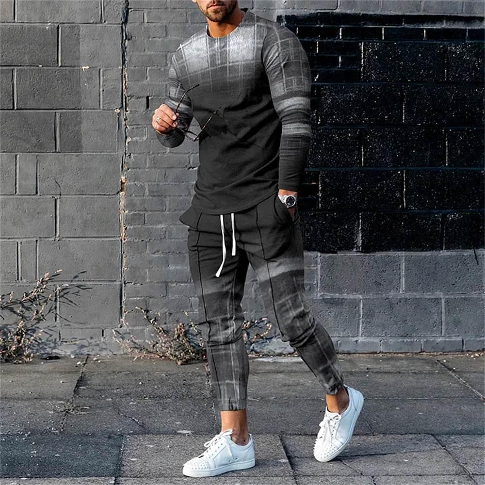 Autumn Casual Fashion 3D Print Men's Sportswear Set Long-Sleeved - Empire P.E