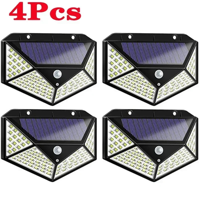 1/2/4Pcs 100 LED Solar Wall Lights Outdoor Solar Lamp Motion Sensor