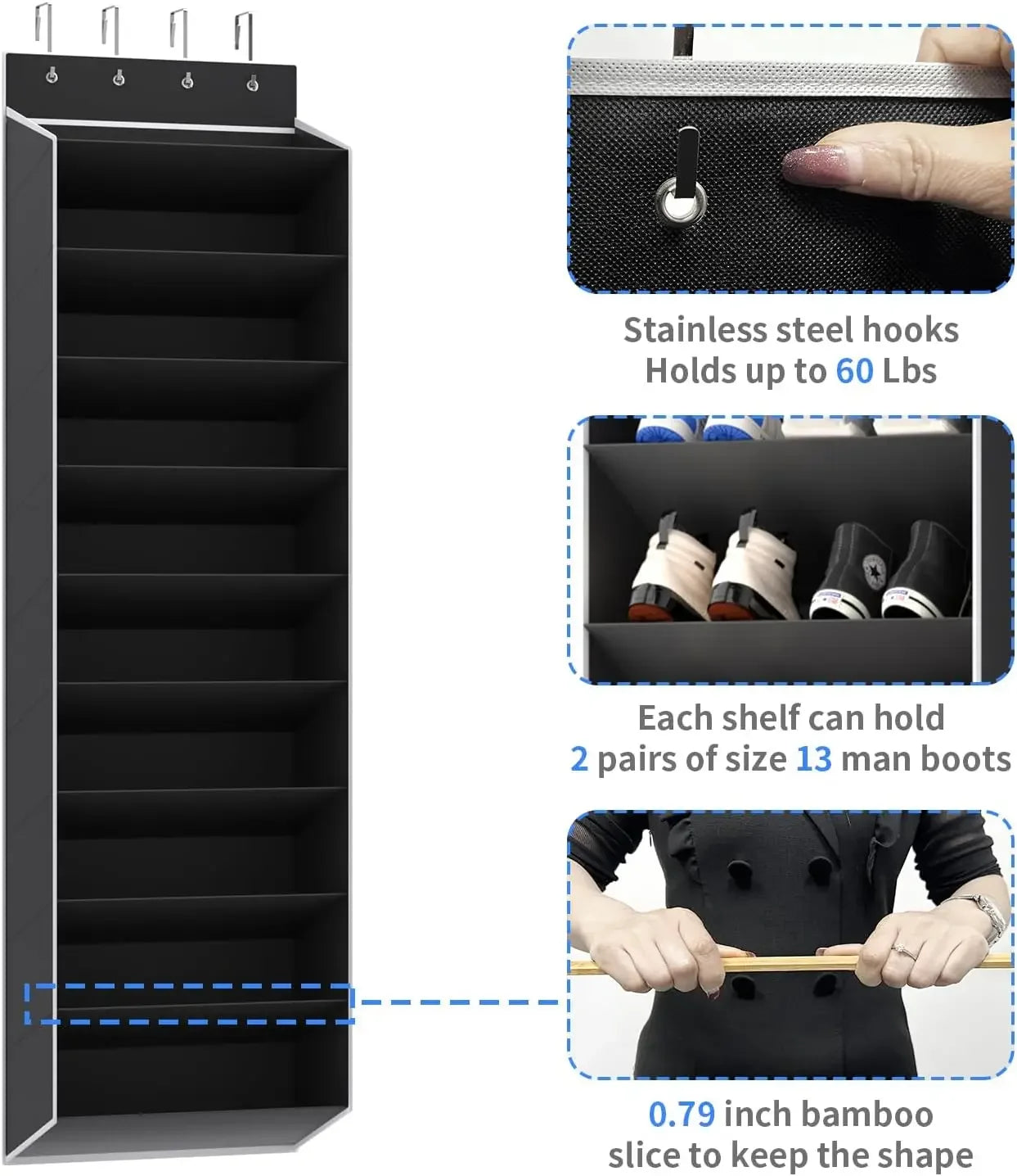10 Tiers Large Over the Door Shoe Organizer Hanging Shoe Rack