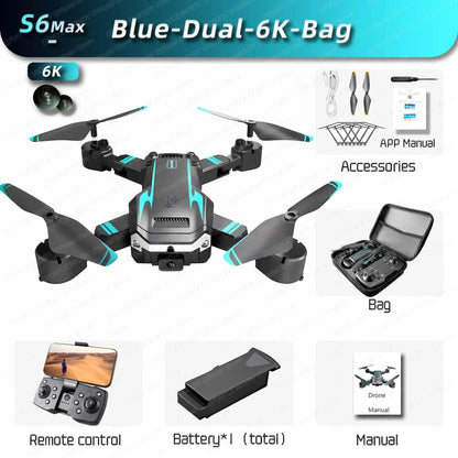 Newest S6 Max 8K Drone Professional Foldable Quadcopter Aerial HD Camera GPS RC Helicopter 10KM Obstacle Avoidance Sell Apron - Empire P.E